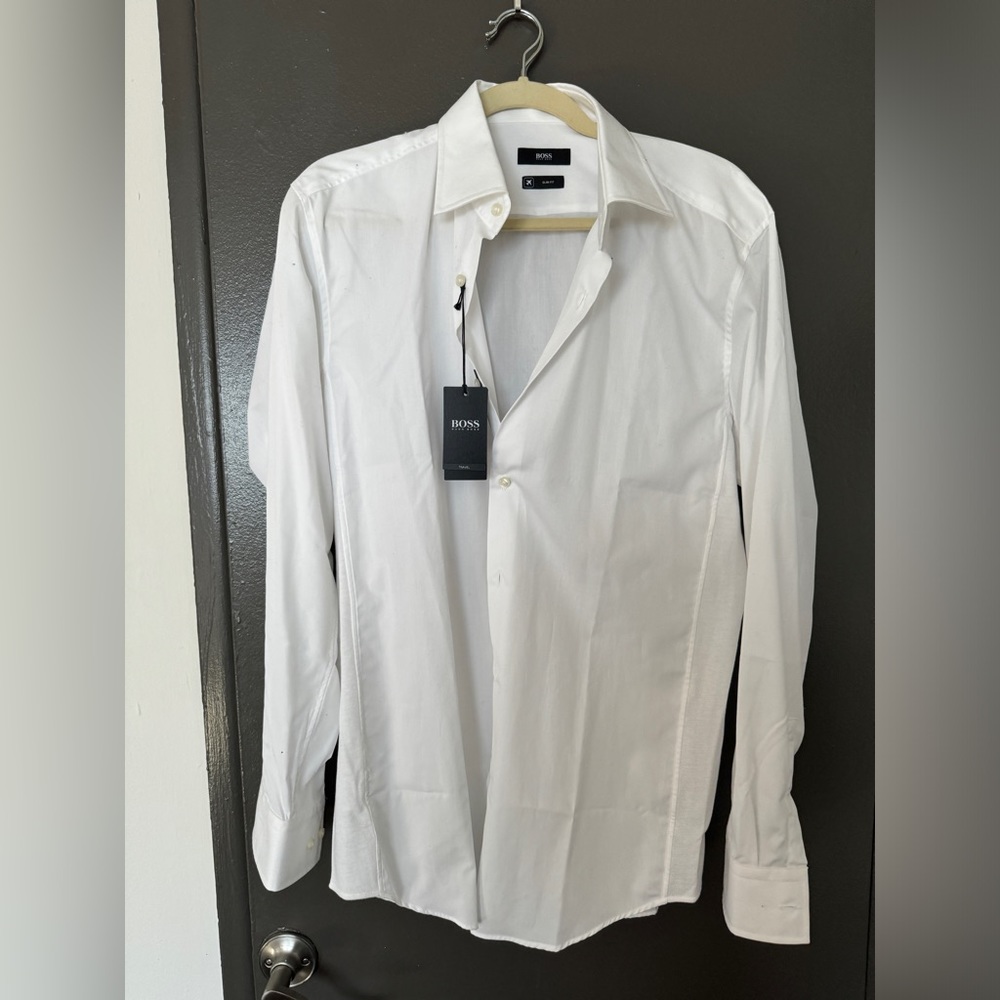 NWT Hugo Boss White Button Down Dress Shirt